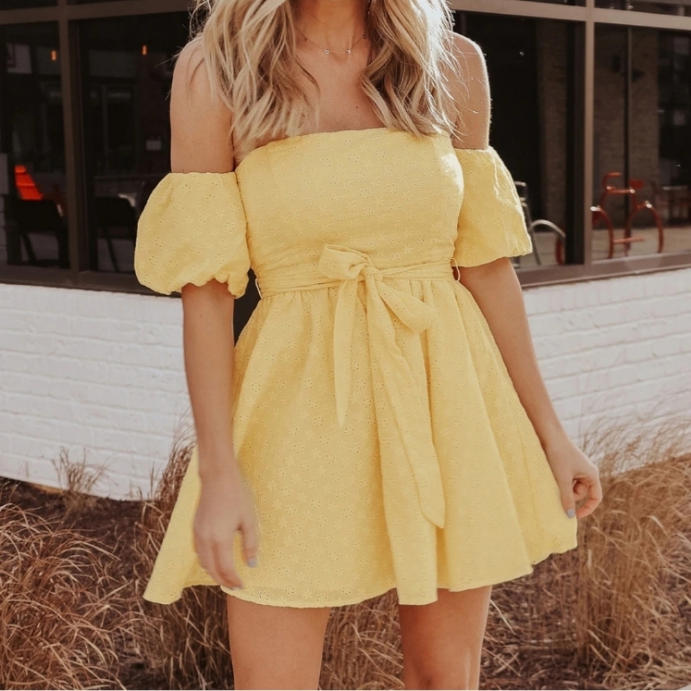 New eyelet mini dress